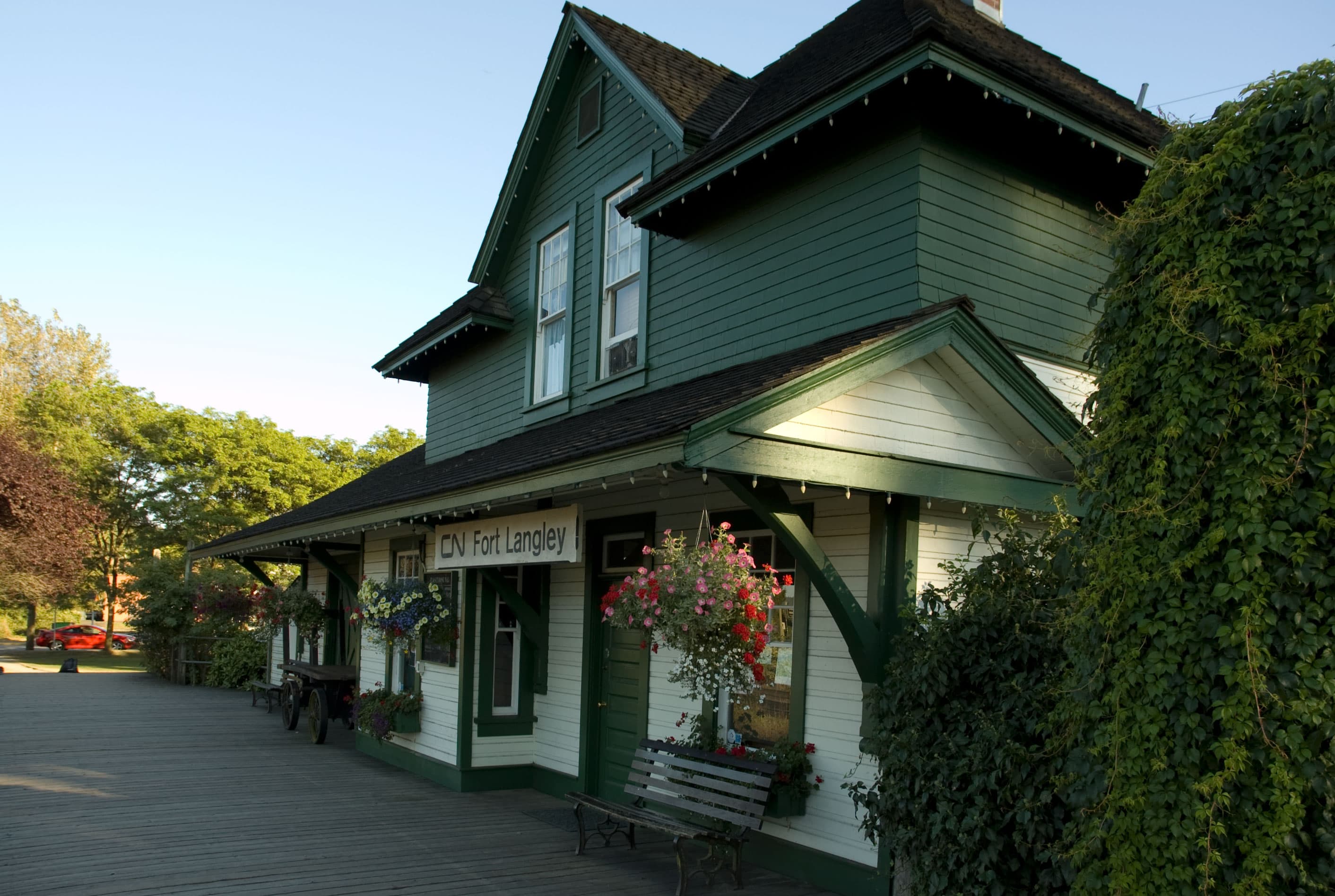 Historic railway station in Fort Langley, British Columbia.